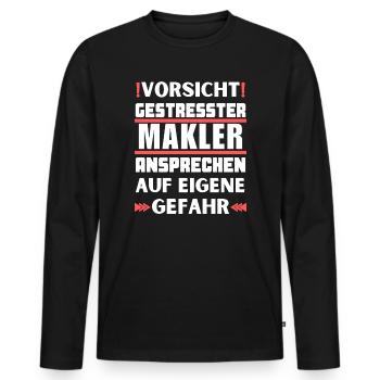 Ne vous approchez pas d’un courtier stressé ! - T-shirt manches longues Premium bio Homme - noir - Devant - Nico (187cm)