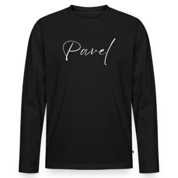 Pavel Name T-Shirt Gift for Men - Men's Premium Organic Long Sleeve Shirt - black - Front - Nico (187cm)