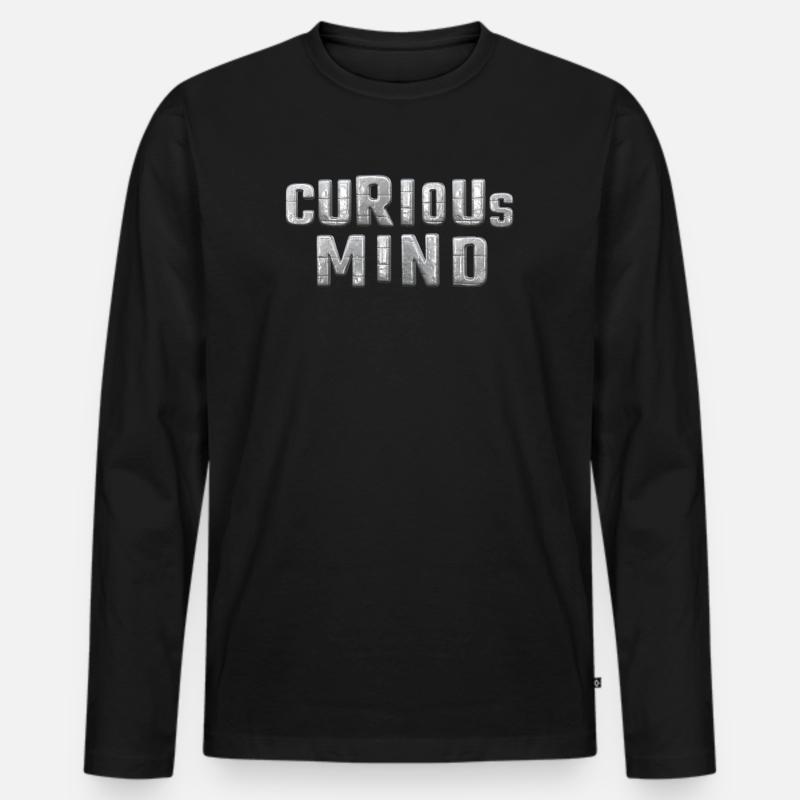 curious Mind metallic 3d - Männer Premium Bio Langarmshirt - Schwarz