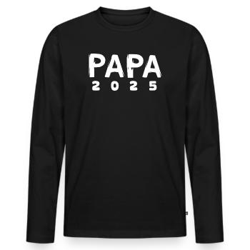 papa 2025 - Paternité et naissance - T-shirt manches longues Premium bio Homme - noir - Devant - Nico (187cm)
