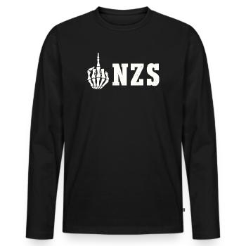 Antifa Antifascist Statement FCK NZS - Men's Premium Organic Long Sleeve Shirt - black - Front - Nico (187cm)
