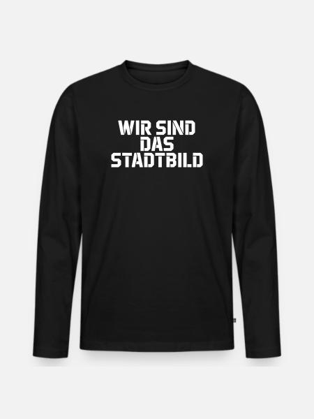 Problem im Stadtbild Lustige Politik Bundeskanzler - Männer Premium Bio Langarmshirt - Schwarz