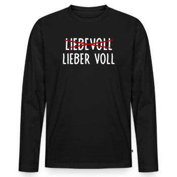 Lieber voll als Liebevoll / Witziger Bier Spruch - Männer Premium Bio Langarmshirt - Schwarz - Vorne - Nico (187cm)