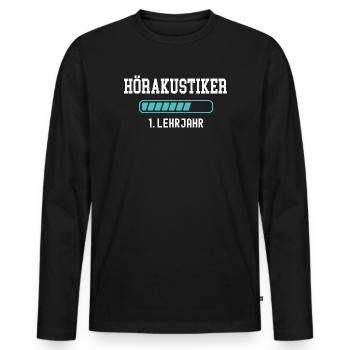 Hearing aid acoustician training 1 year of apprenticeship 1st year of work - Men's Premium Organic Long Sleeve Shirt - black - Front - Nico (187cm)