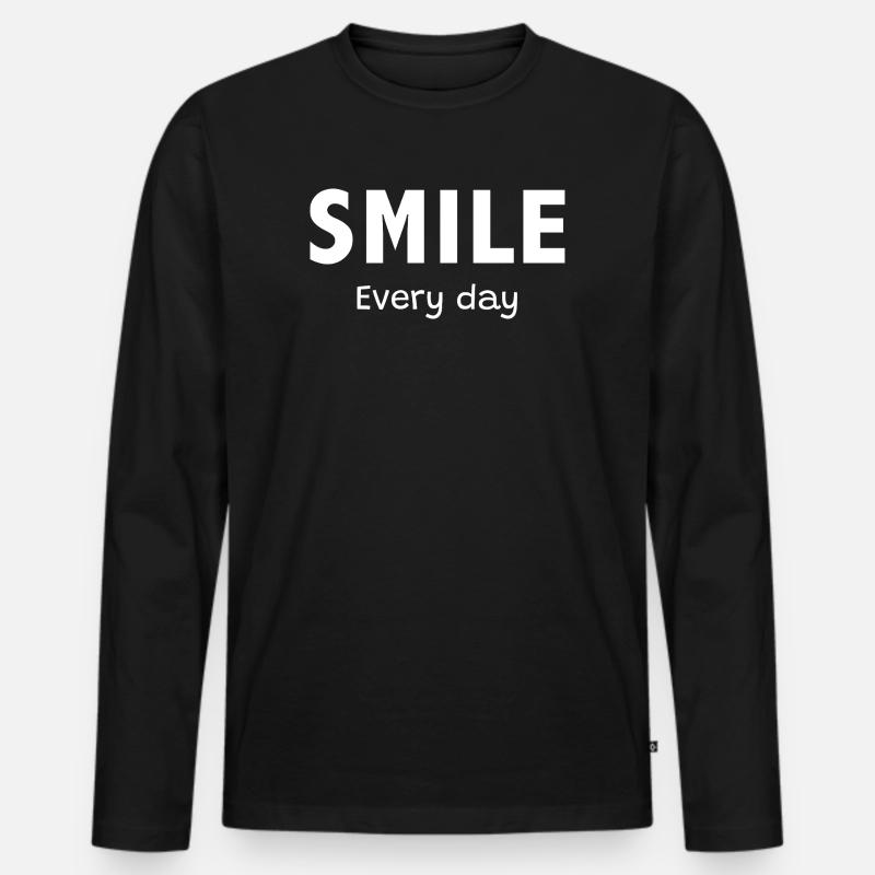 Lächle jeden Tag - Männer Premium Bio Langarmshirt - Schwarz