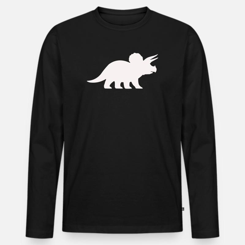 Triceratops Silhouette – Minimal-Dino - Männer Premium Bio Langarmshirt - Schwarz