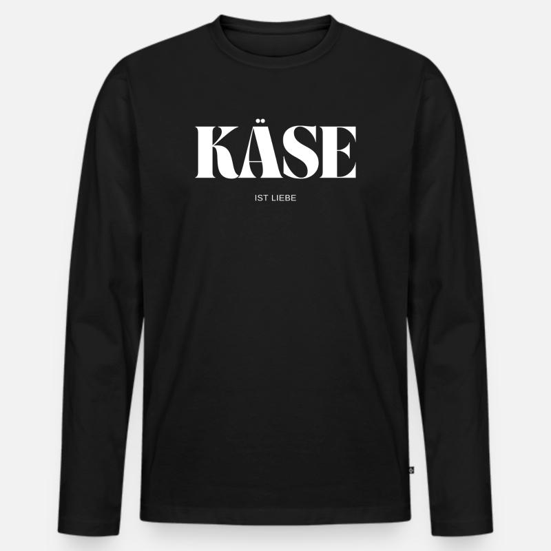 Käse ist Liebe - Männer Premium Bio Langarmshirt - Schwarz