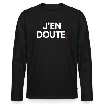 J’en doute - T-shirt manches longues Premium bio Homme - noir - Devant - Nico (187cm)