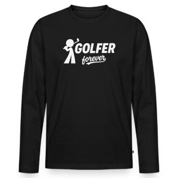 Golf, Golfer Forever Silhouette - Männer Premium Bio Langarmshirt - Schwarz - Vorne - Nico (187cm)