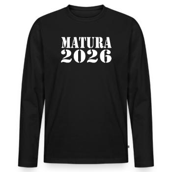 Matura 26 - Men's Premium Organic Long Sleeve Shirt - black - Front - Nico (187cm)