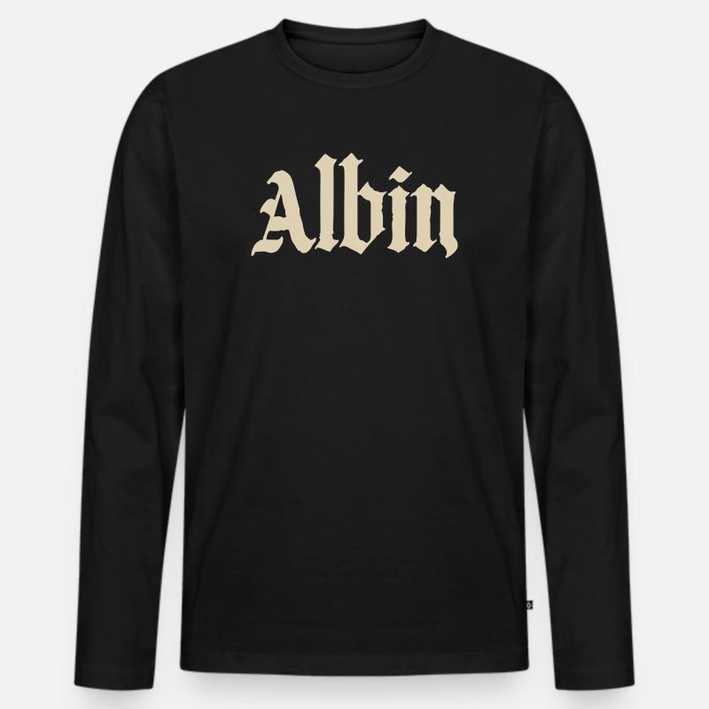 Abhin in Gothic Script - Männer Premium Bio Langarmshirt - Schwarz