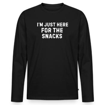 I'm Just Here for the Snacks Funny - Men's Premium Organic Long Sleeve Shirt - black - Front - Nico (187cm)