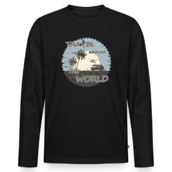 Travel around the World - Men's Premium Organic Long Sleeve Shirt - black - Front - Nico (187cm)