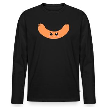 Kawaii Hotdog Wurst - Männer Premium Bio Langarmshirt - Schwarz - Vorne - Nico (187cm)