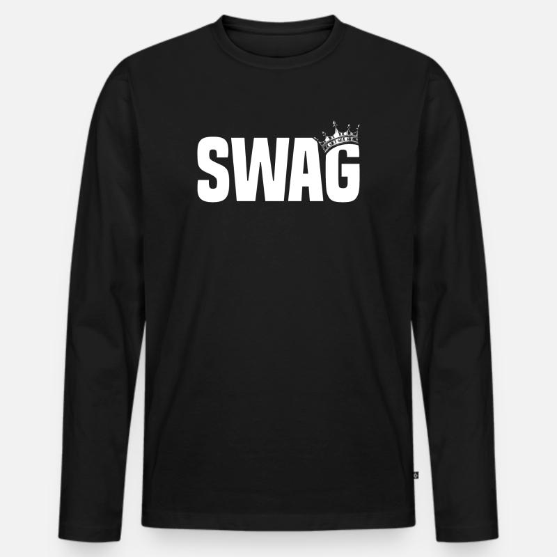Swag Krone - Männer Premium Bio Langarmshirt - Schwarz