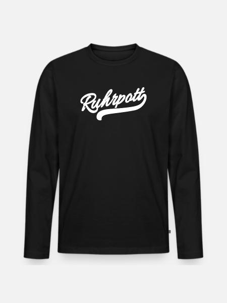 Ruhrpott Retro - Männer Premium Bio Langarmshirt - Schwarz