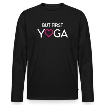 Mais d’abord le yoga - T-shirt manches longues Premium bio Homme - noir - Devant - Nico (187cm)