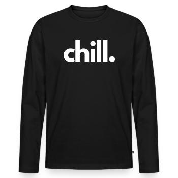 Chill Minimal Relax Mental Health Shirt - Men's Premium Organic Long Sleeve Shirt - black - Front - Nico (187cm)