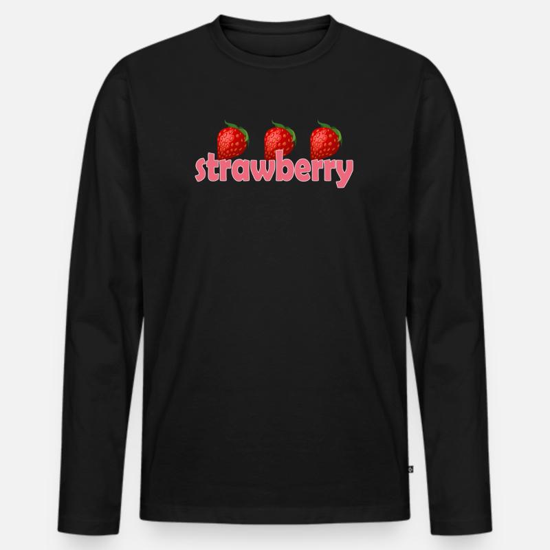 STRAWBERRY - Männer Premium Bio Langarmshirt - Schwarz