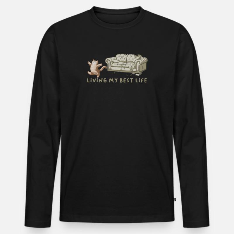 Cat Claws Sofa Life Ihr bestes Leben - Männer Premium Bio Langarmshirt - Schwarz