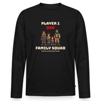 Family Squad Player 1 Dad - Männer Premium Bio Langarmshirt - Schwarz - Vorne - Nico (187cm)