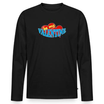 VALENTINE - Männer Premium Bio Langarmshirt - Schwarz - Vorne - Nico (187cm)