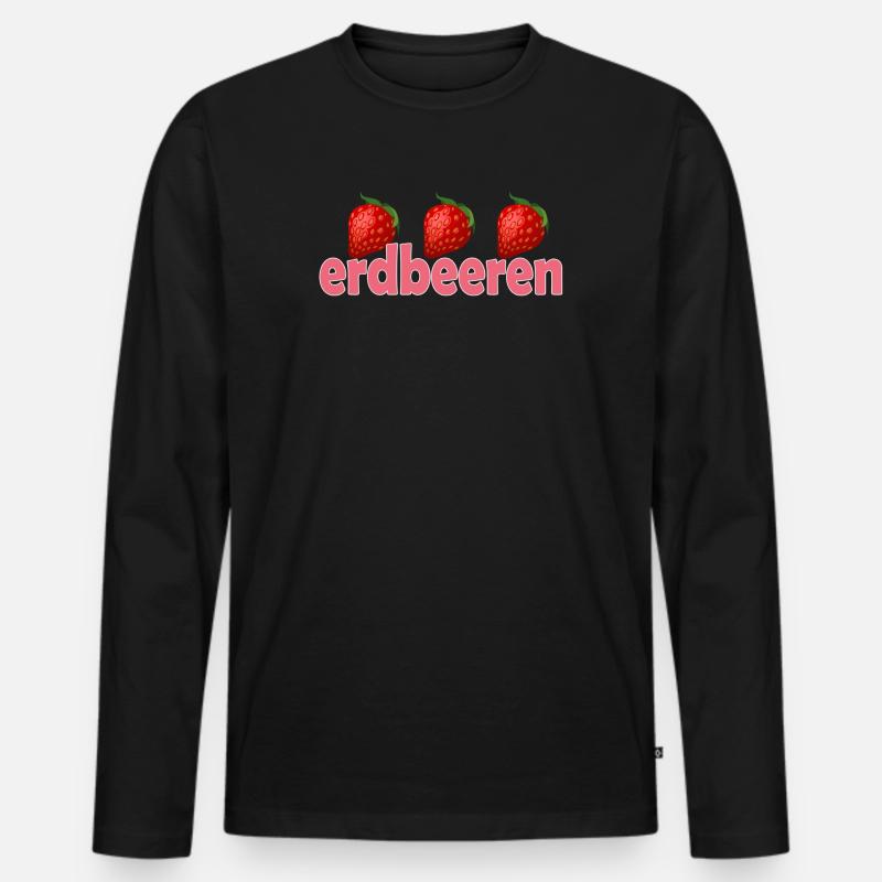 ERDBEEREN - Männer Premium Bio Langarmshirt - Schwarz