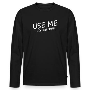 USE ME - Men's Premium Organic Long Sleeve Shirt - black - Front - Nico (187cm)