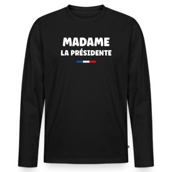 Présidente - T-shirt manches longues Premium bio Homme - noir - Devant - Nico (187cm)