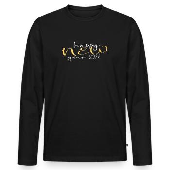 Happy New Year 2026 - T-shirt manches longues Premium bio Homme - noir - Devant - Nico (187cm)