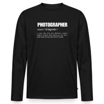 Photographer funny noun definition - Men's Premium Organic Long Sleeve Shirt - black - Front - Nico (187cm)