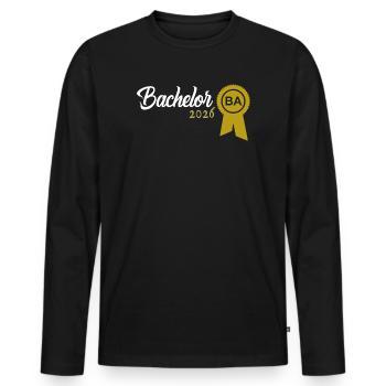 Bachelor 2026 Graduation Graduation - Men's Premium Organic Long Sleeve Shirt - black - Front - Nico (187cm)