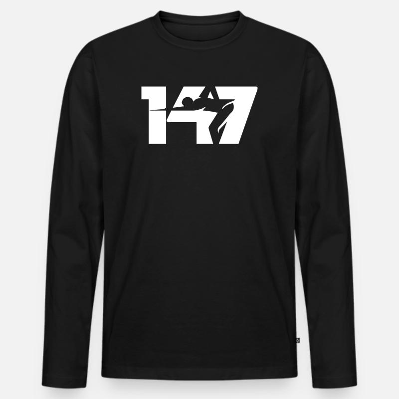 147 Snooker-Ikone (Weiß) - Männer Premium Bio Langarmshirt - Schwarz