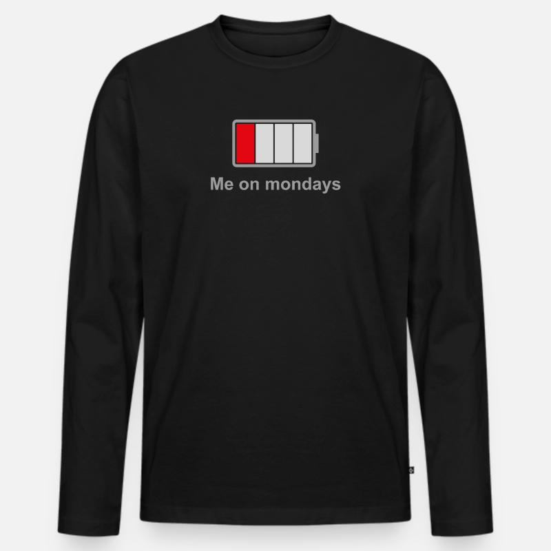 Low Battery Mondays – Low Energy Mood - Männer Premium Bio Langarmshirt - Schwarz