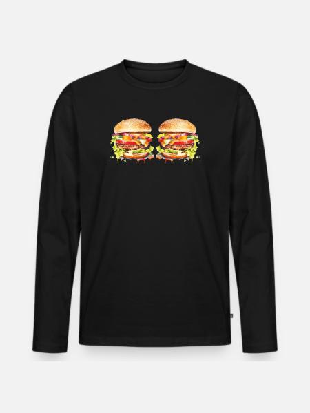 Explosion de l’aquarelle de Burger - T-shirt manches longues Premium bio Homme - noir
