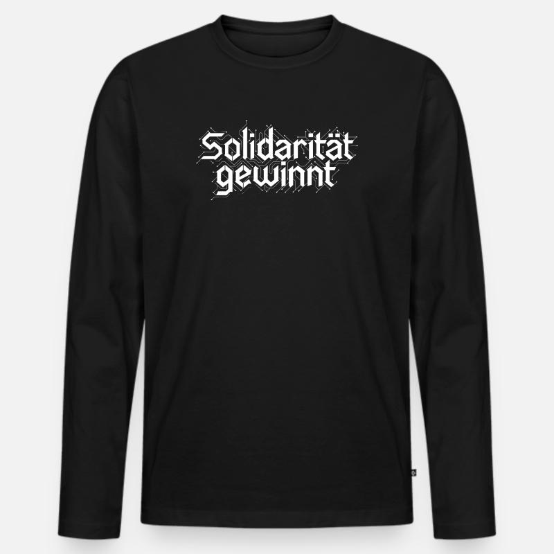 Solidarität gewinnt Statement Design Weiß - Männer Premium Bio Langarmshirt - Schwarz
