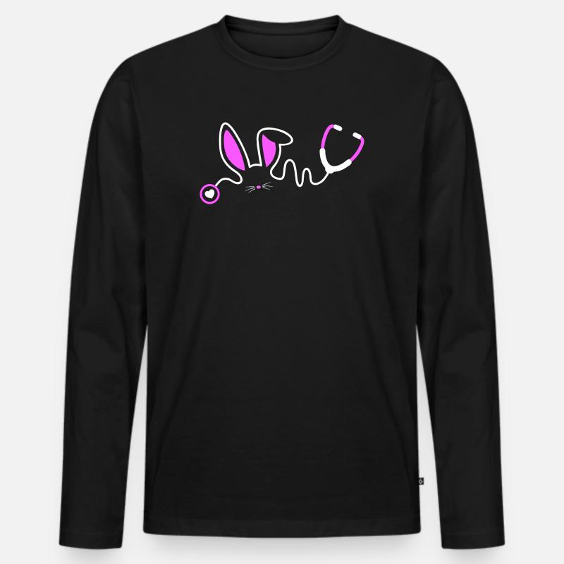Stethoscope Bunny Whimsy - Männer Premium Bio Langarmshirt - Schwarz