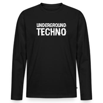 Underground Techno Glitch Typography - Men's Premium Organic Long Sleeve Shirt - black - Front - Nico (187cm)
