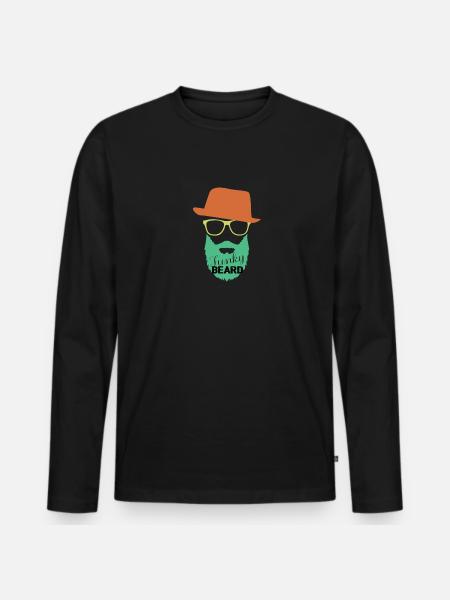 Hipster Bart, Geschenk, Geschenkidee - Männer Premium Bio Langarmshirt - Schwarz