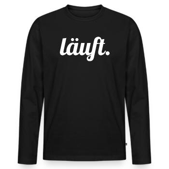 Läuft. Handlettering Script - Männer Premium Bio Langarmshirt - Schwarz - Vorne - Nico (187cm)