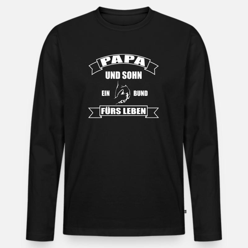 Papa - Männer Premium Bio Langarmshirt - Schwarz