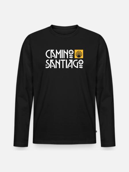 Camino de Santiago | Cammino di Santiago | Refuso Art Deco - Maglia a manica lunga ecologica premium da uomo - nero