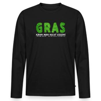 Gras kann man nicht esse! Aber rauchen - Männer Premium Bio Langarmshirt - Schwarz - Vorne - Nico (187cm)