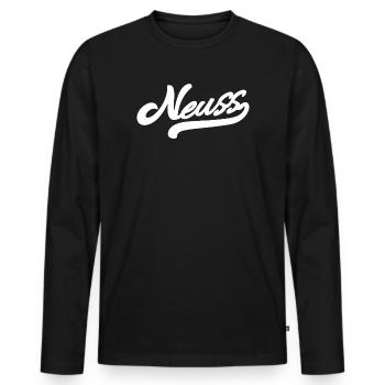 Neuss Retro - Männer Premium Bio Langarmshirt - Schwarz - Vorne - Nico (187cm)