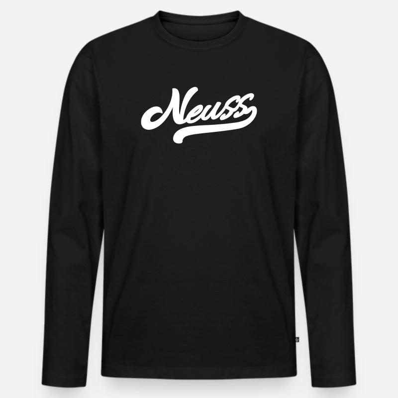 Neuss Retro - Männer Premium Bio Langarmshirt - Schwarz