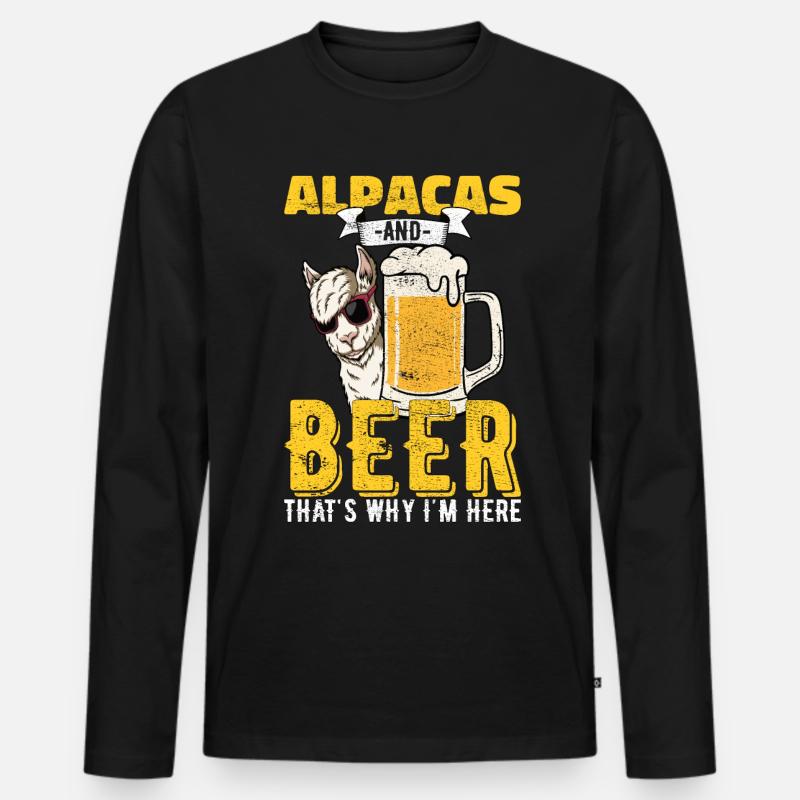 Alpakas Bier Alkohol Spruch Geschenk - Männer Premium Bio Langarmshirt - Schwarz