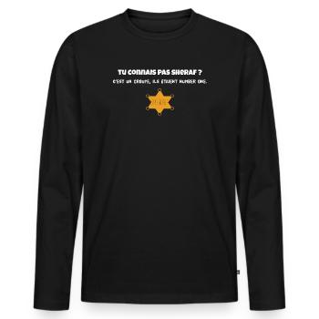Tu connais pas Sheraf ? film la classe américaine - T-shirt manches longues Premium bio Homme - noir - Devant - Nico (187cm)