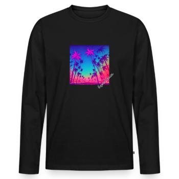 Autoroute Neon Palm - T-shirt manches longues Premium bio Homme - noir - Devant - Nico (187cm)