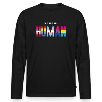 Mois de la fierté LGBT - Nous sommes tous humains - T-shirt manches longues Premium bio Homme - noir - Devant - Nico (187cm)