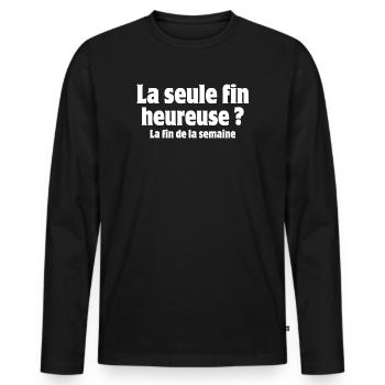 Arbeit, Arbeit, Wochenende - Männer Premium Bio Langarmshirt - Schwarz - Vorne - Nico (187cm)